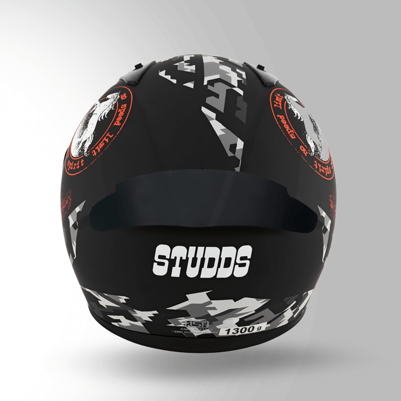 THUNDER D2 DECOR MATT BLACK & ORANGE BACK VIEW