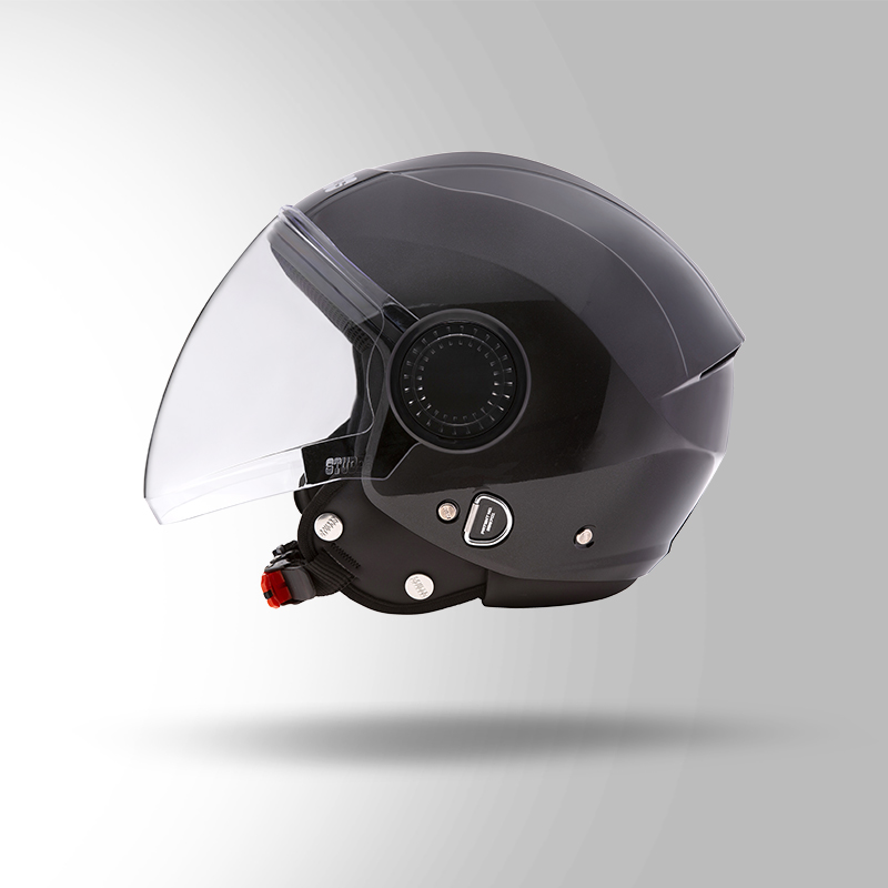 STUDDS Urban Black With Black Strip Open Face Helmet Buy Online