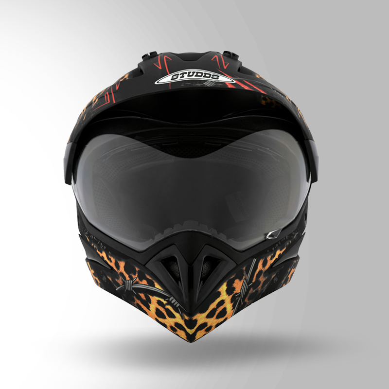 MOTOCROSS D1 DECOR MATT BLACK & GOLDEN FRONT VIEW