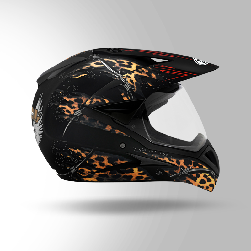 MOTOCROSS D1 DECOR MATT BLACK & GOLDEN RIGHT VIEW