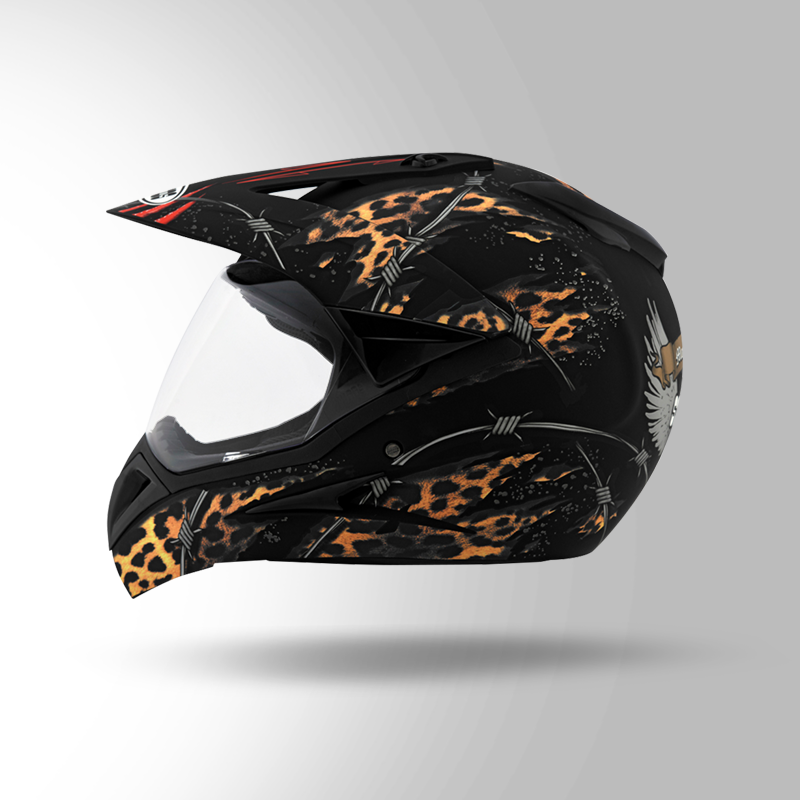 MOTOCROSS D1 DECOR MATT BLACK & GOLDEN LEFT VIEW