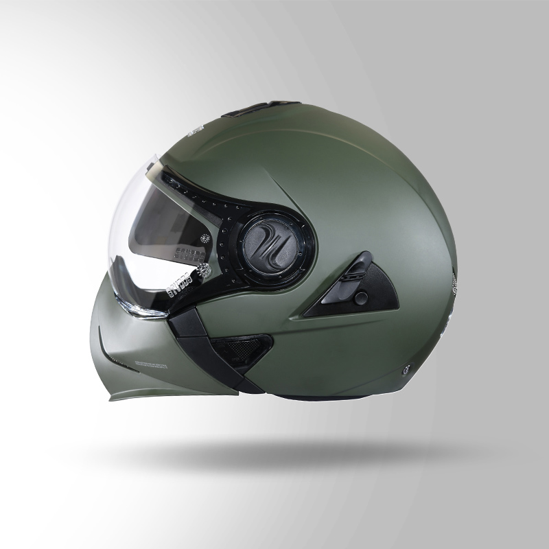 STUDDS Downtown Military Green Flip-Off Helmet - Buy Online | STUDDS ...