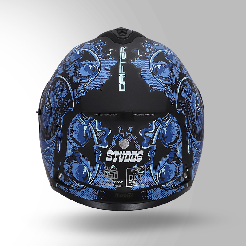 DRIFTER D3 DECOR MATT BLACK & BLUE BACK VIEW