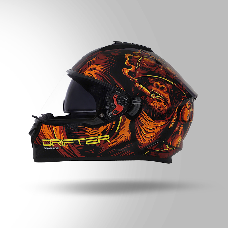 DRIFTER D3 DECOR BLACK / RED AND ORANGE LEFT VIEW