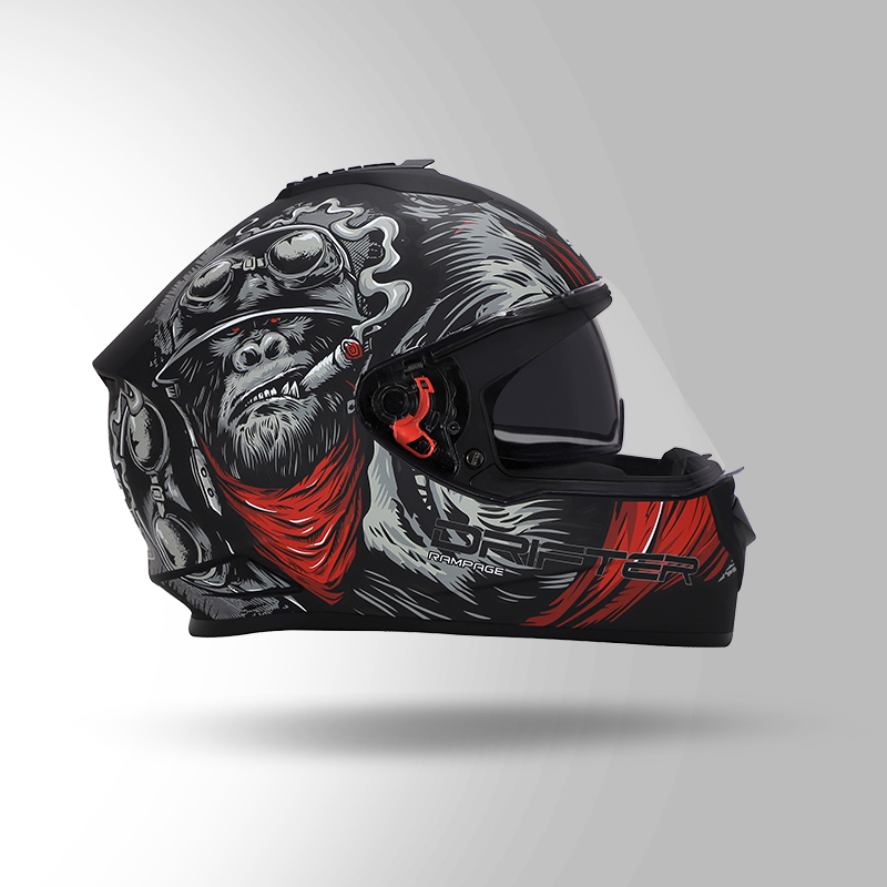 DRIFTER D3 DECOR MATT BLACK / GREY AND RED RIGHT VIEW