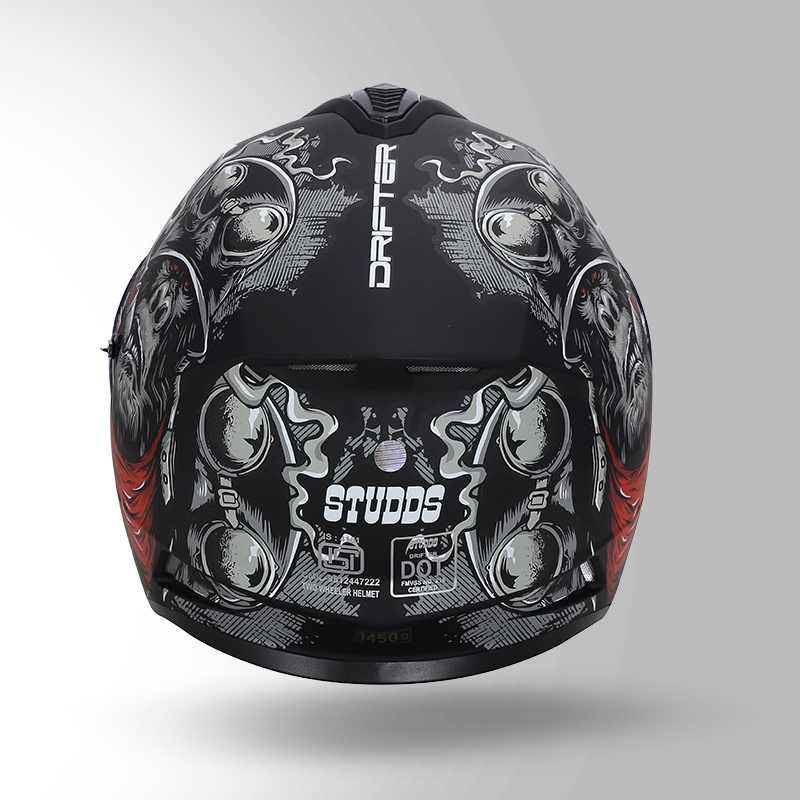 DRIFTER D3 DECOR MATT BLACK / GREY AND RED BACK VIEW