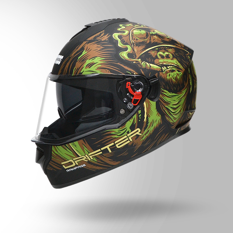 DRIFTER D3 DECOR MATT BLACK & GREEN ISO VIEW