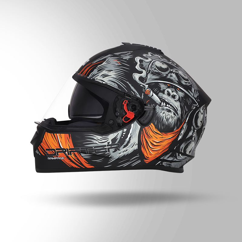 DRIFTER D3 DECOR MATT BLACK AND ORANGE LEFT VIEW