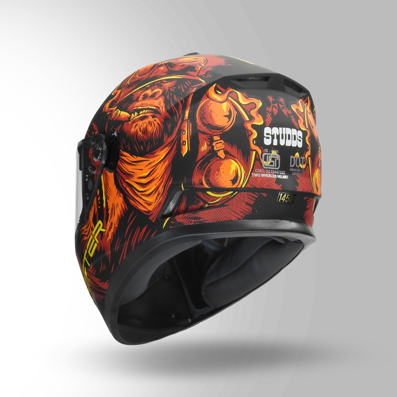 DRIFTER D3 DECOR MATT BLACK / RED & ORANGE TOP BACK VIEW