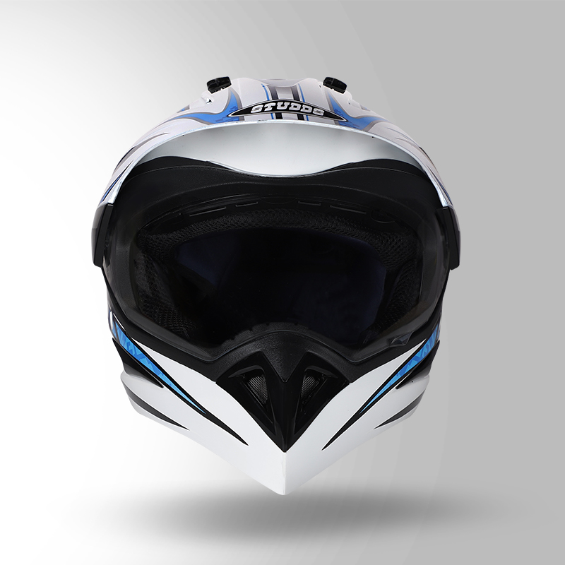 MOTOCROSS D2 DECOR WHITE & BLUE FRONT VIEW