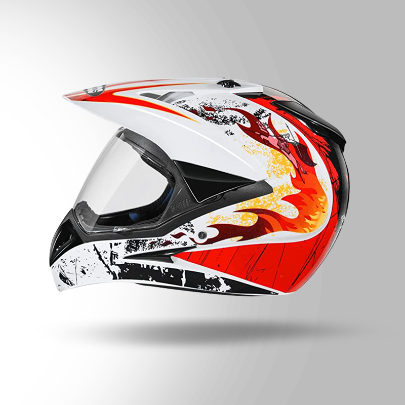 MOTOCROSS D3 DECOR WHITE & ORANGE LEFT VIEW