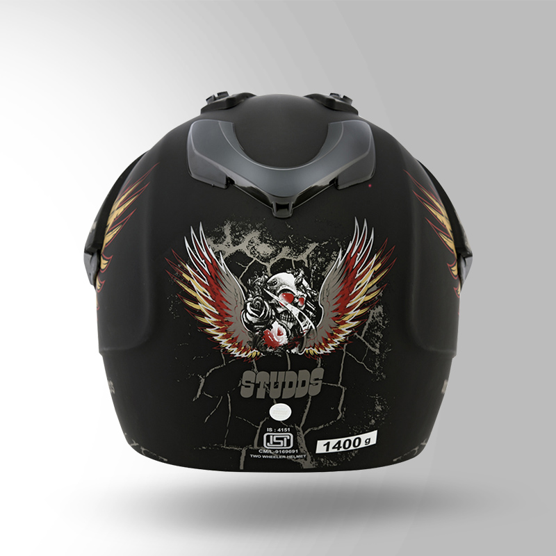 MOTOCROSS D4 DECOR MATT BLACK & GOLDEN BACK VIEW