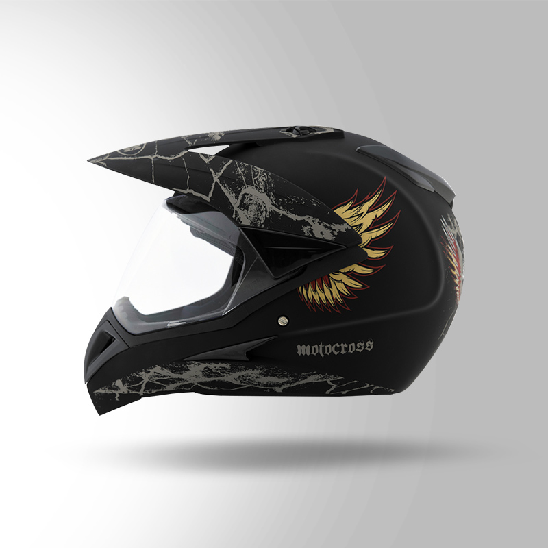 MOTOCROSS D4 DECOR MATT BLACK & GOLDEN LEFT VIEW