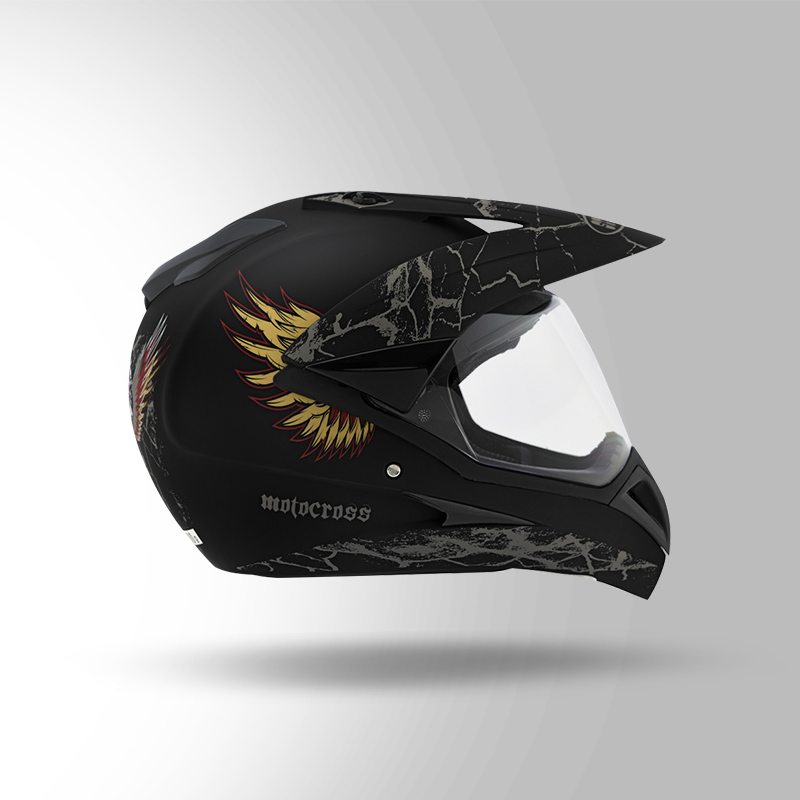 MOTOCROSS D4 DECOR MATT BLACK & GOLDEN RIGHT VIEW