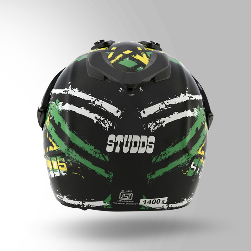 MOTOCROSS D5 DECOR BLACK & GREEN BACK VIEW
