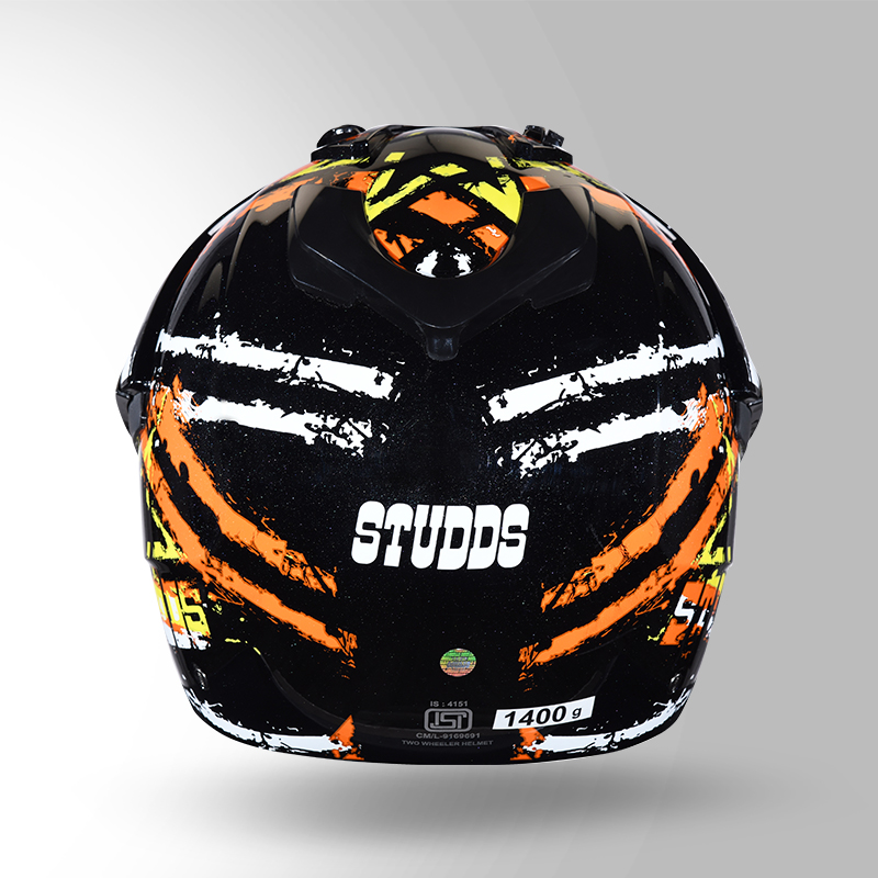 MOTOCROSS D5 DECOR BLACK & ORANGE BACK VIEW