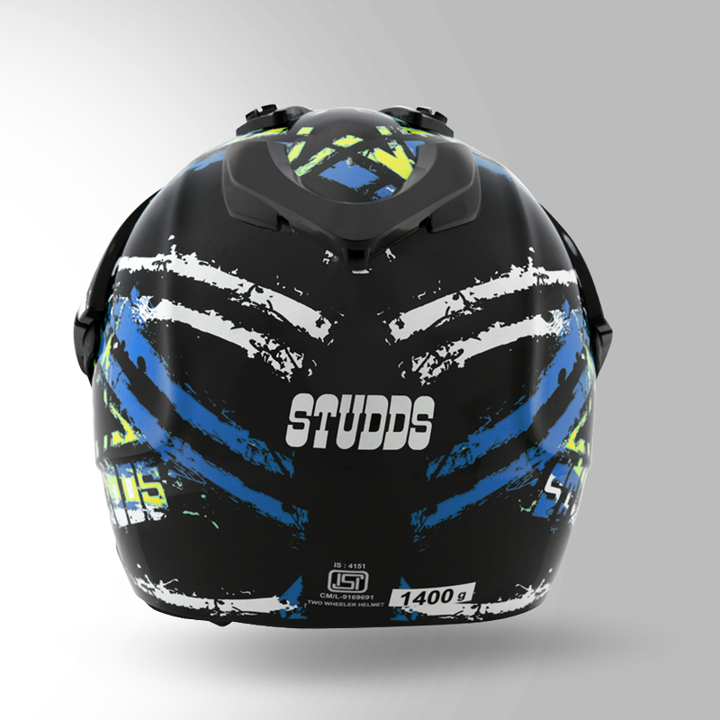 MOTOCROSS D2 DECOR BLACK & BLUE BACK VIEW