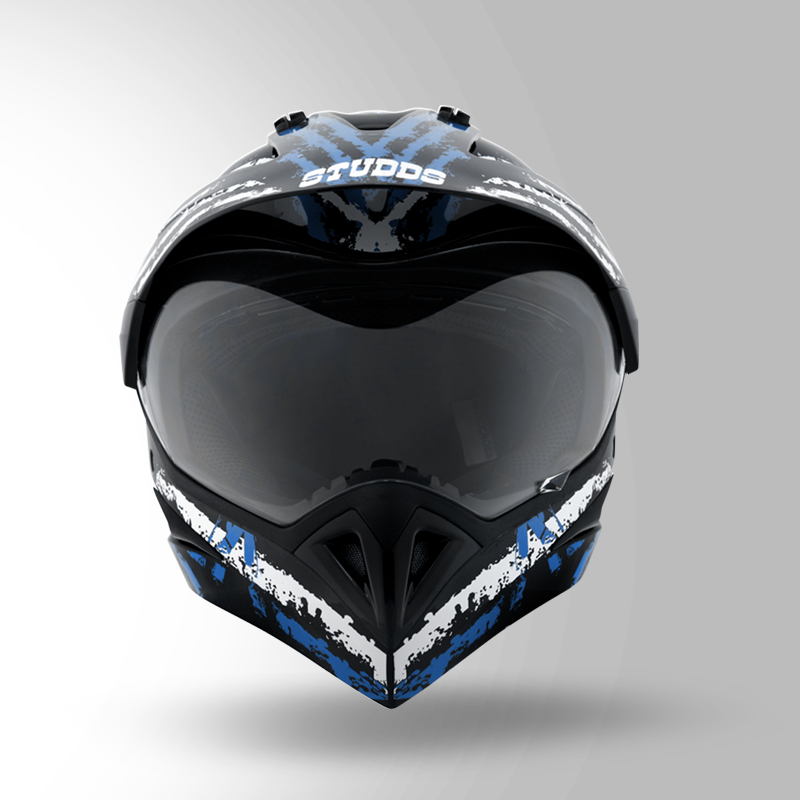 MOTOCROSS D2 DECOR BLACK & BLUE FRONT VIEW