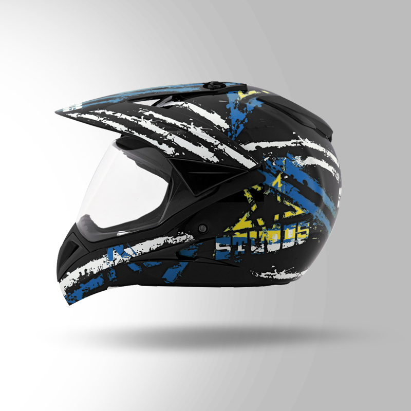 MOTOCROSS D2 DECOR BLACK & BLUE LEFT VIEW