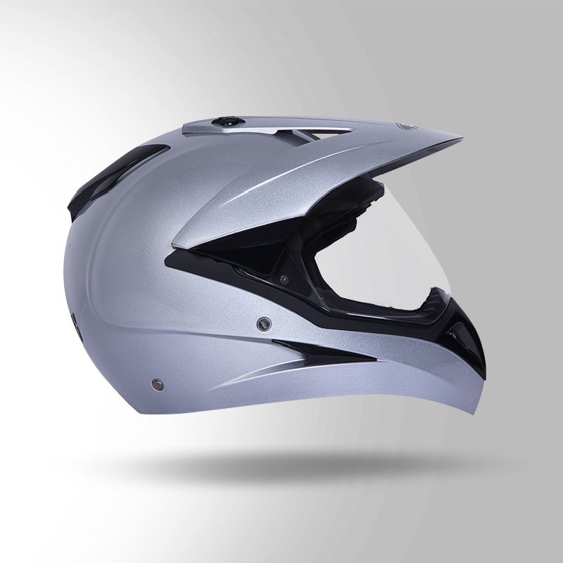 MOTOCROSS PLAIN SILVER GREY RIGHT VIEW