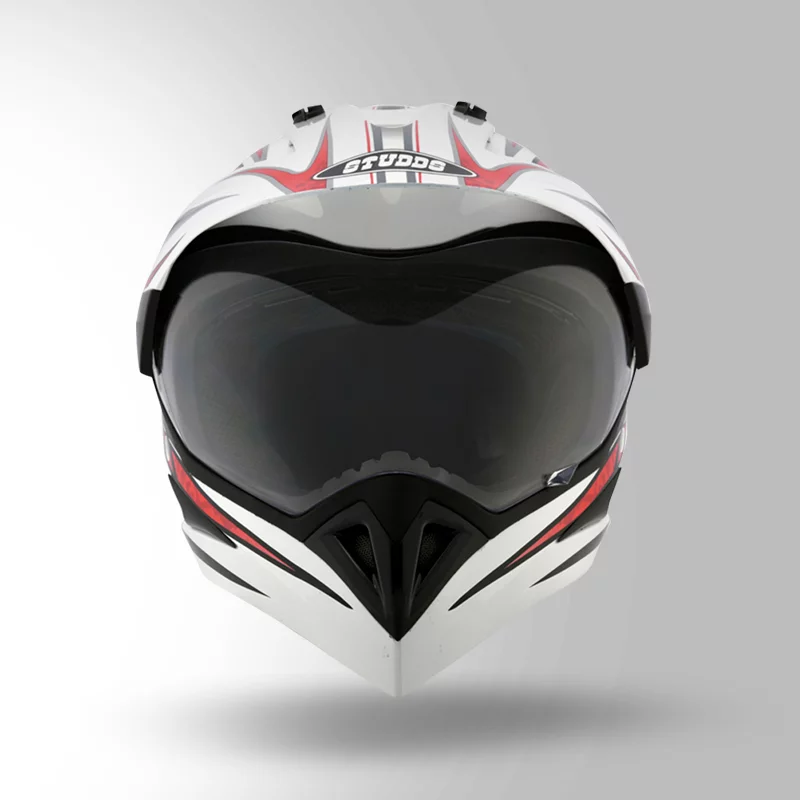 Red and white online motocross helmet