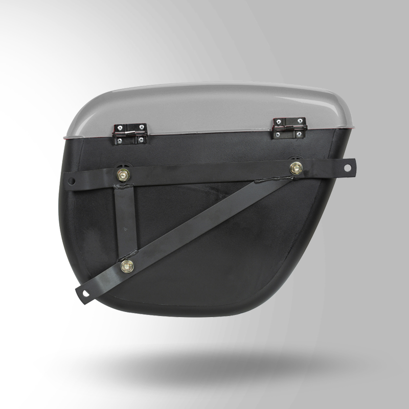 MOBIKE LUGGAGE SAFARI BOX WITH UNIVERSAL FITMENTS SILVER GREY BACK VIEW