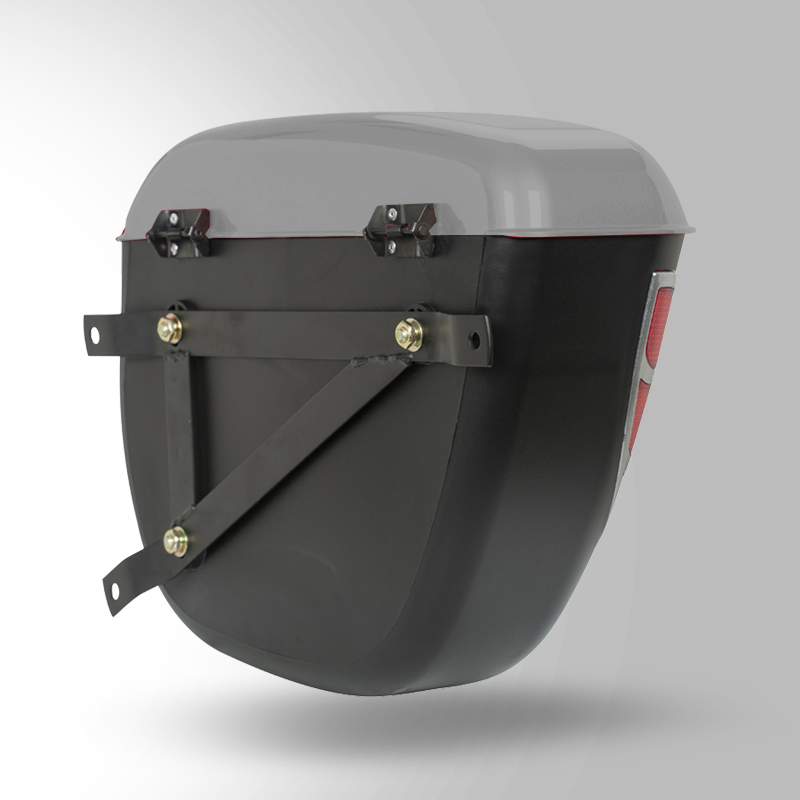 MOBIKE LUGGAGE SAFARI BOX WITH UNIVERSAL FITMENTS SILVER GREY LEFT VIEW