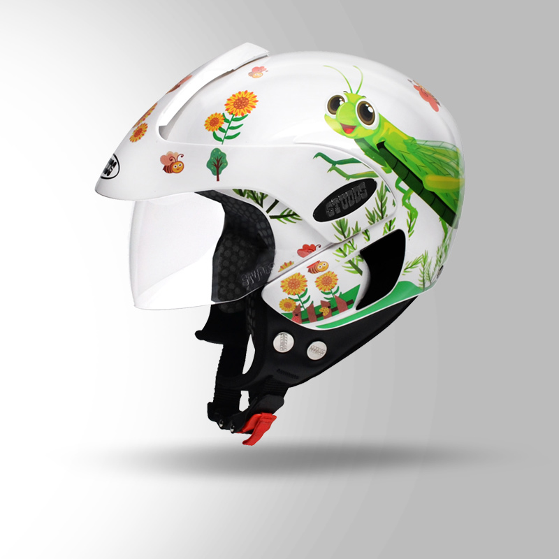 STUDDS Marshall D3 Decor White Green Grasshopper Helmet Buy Online STUDDS Online Store