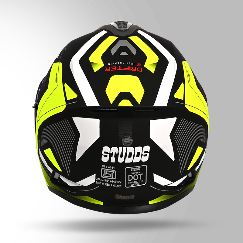 DRIFTER D5 FIKER DECOR MATT BLACK & YELLOW BACK VIEW