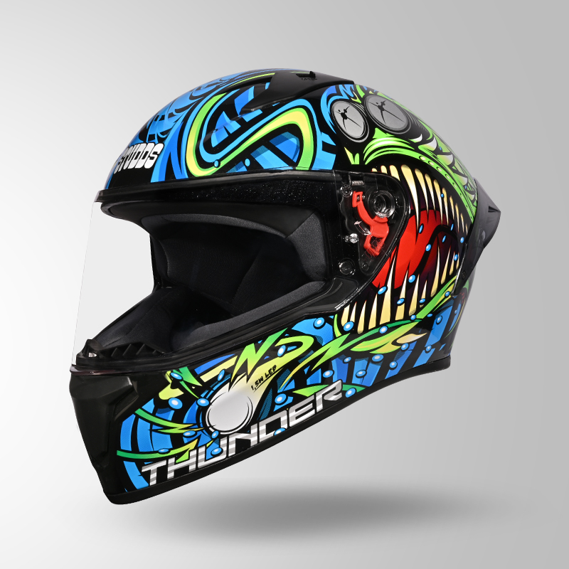 THUNDER D12 ANGLERFISH DECOR BLACK/BLUE & GREEN WITH SPOILER ISO VIEW