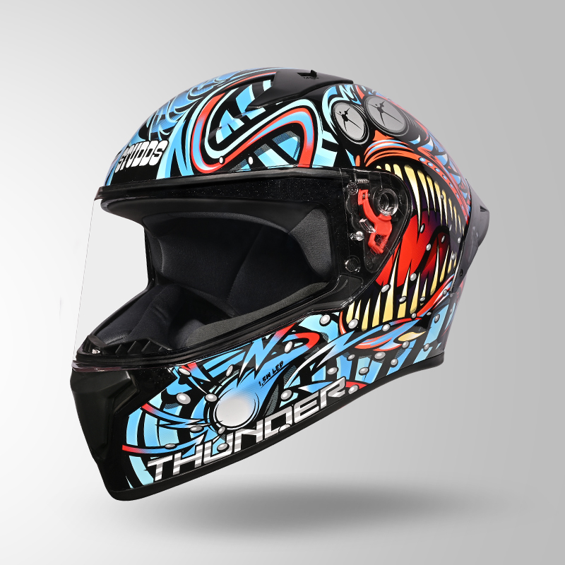 THUNDER D12 ANGLERFISH DECOR BLACK/BLUE & RED WITH SPOILER ISO VIEW