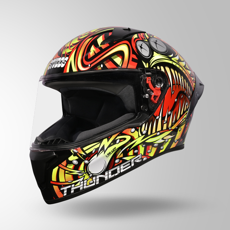 THUNDER D12 ANGLERFISH DECOR BLACK/RED & YELLOW WITH SPOILER ISO VIEW