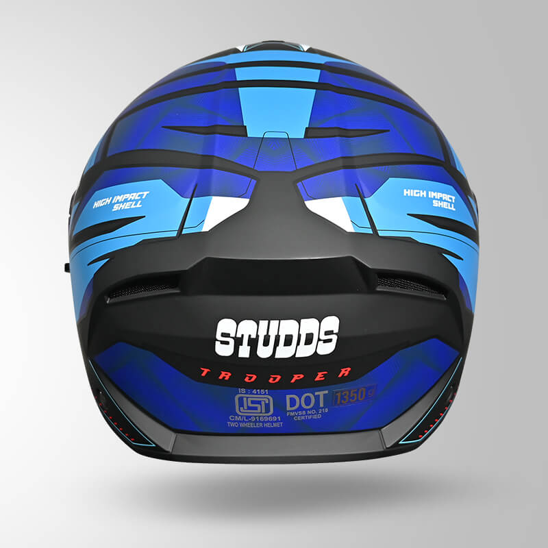 TROOPER DV D2 HELLCAT DECOR MATT BLACK & BLUE BACK VIEW