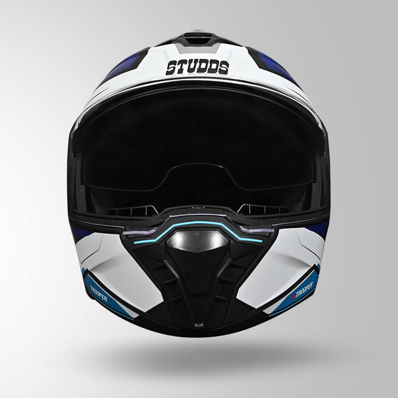 TROOPER DV D2 HELLCAT DECOR MATT BLACK & BLUE FRONT VIEW