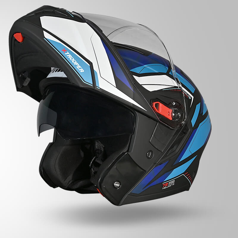 TROOPER DV D2 HELLCAT DECOR MATT BLACK & BLUE OPEN VIEW