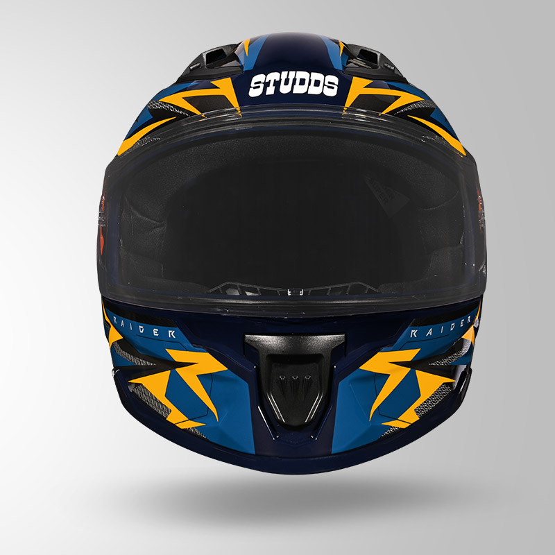 RAIDER SKULPT D1 DECOR BLUE & YELLOW FRONT VIEW