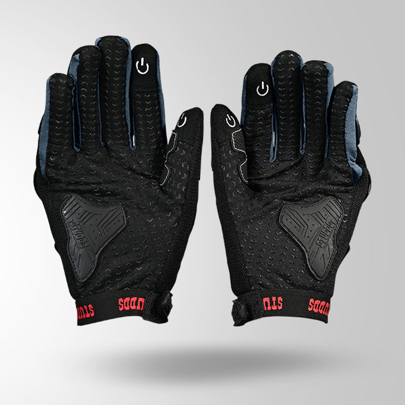 SMG 6 RIDING GLOVES GREY FRONT VIEW