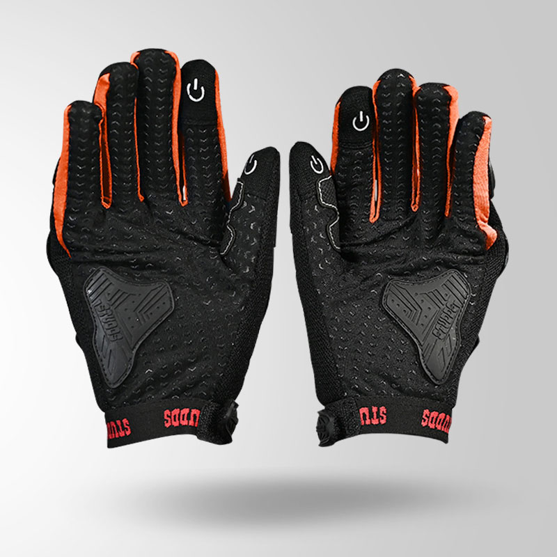 SMG 6 RIDING GLOVES ORANGE FRONT VIEW