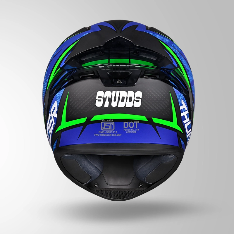 THUNDER D1 MATT BLACK-GREEN & BLUE (1)