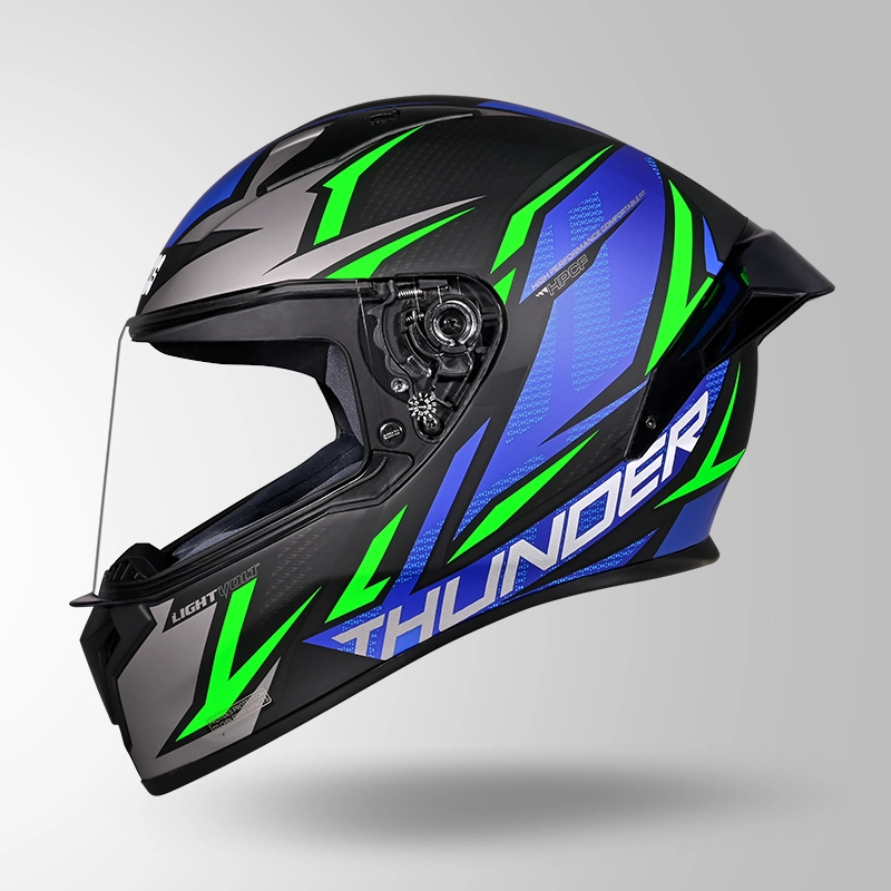 THUNDER D1 MATT BLACK-GREEN & BLUE (2)