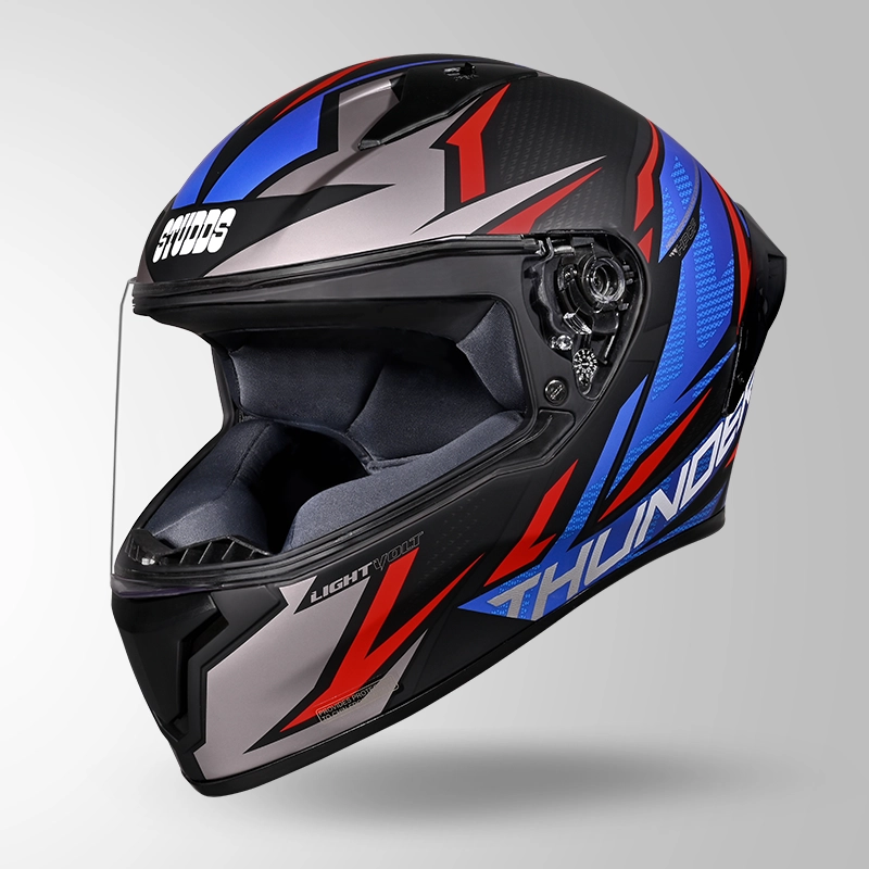 THUNDER D1 MATT BLACK-RED & BLUE (2)