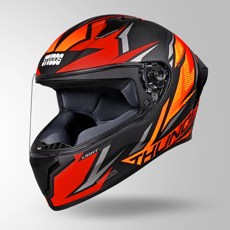THUNDER D1 MATT BLACK-RED & ORANGE (2)