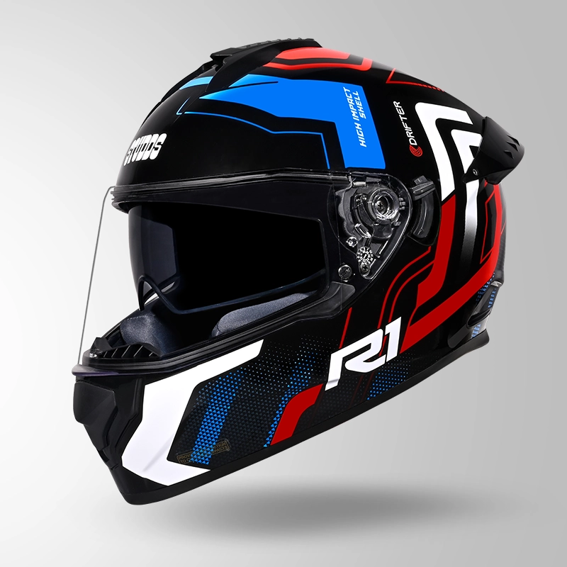 STUDDS Drifter D5 Fiker Matt Black & Orange Helmet Online | STUDDS
