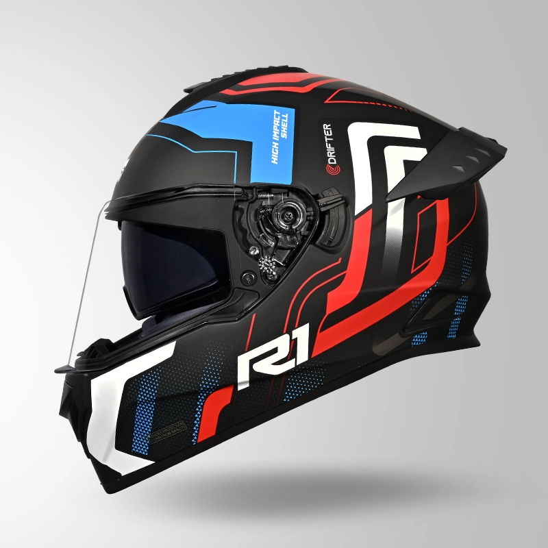 DRIFTER D4 R1 DECOR MATT BLACK-RED & BLUE (4)