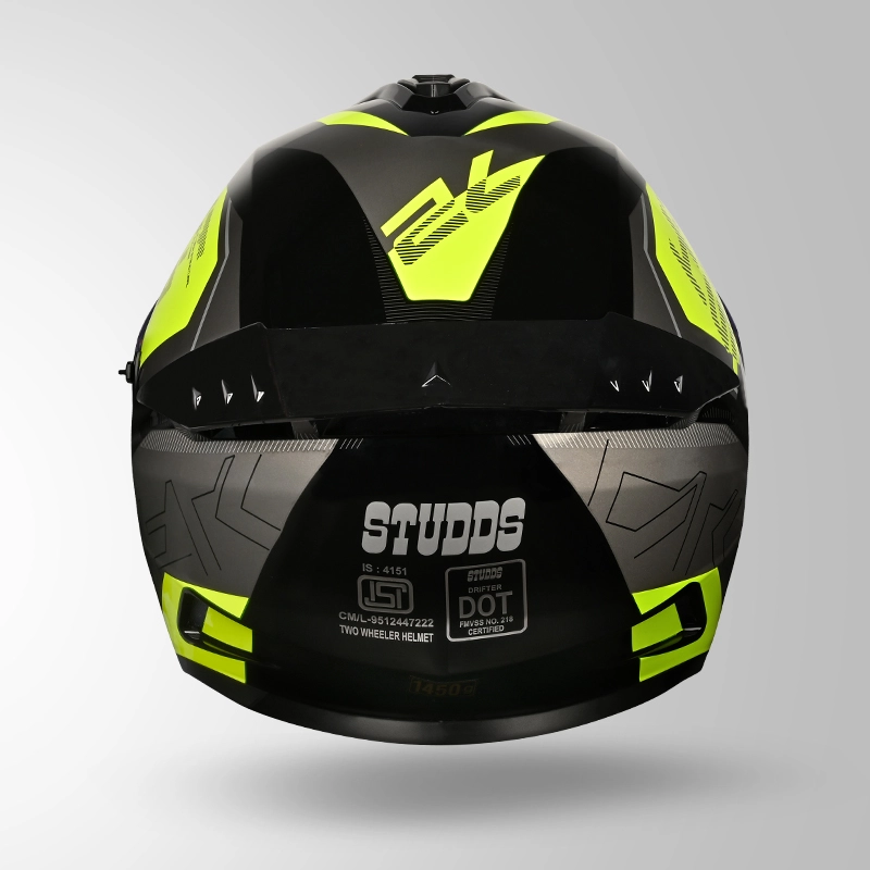 DRIFTER D6 REBELLION DECOR BLACK / FLUORESCENT YELLOW & YELLOW BACK VIEW