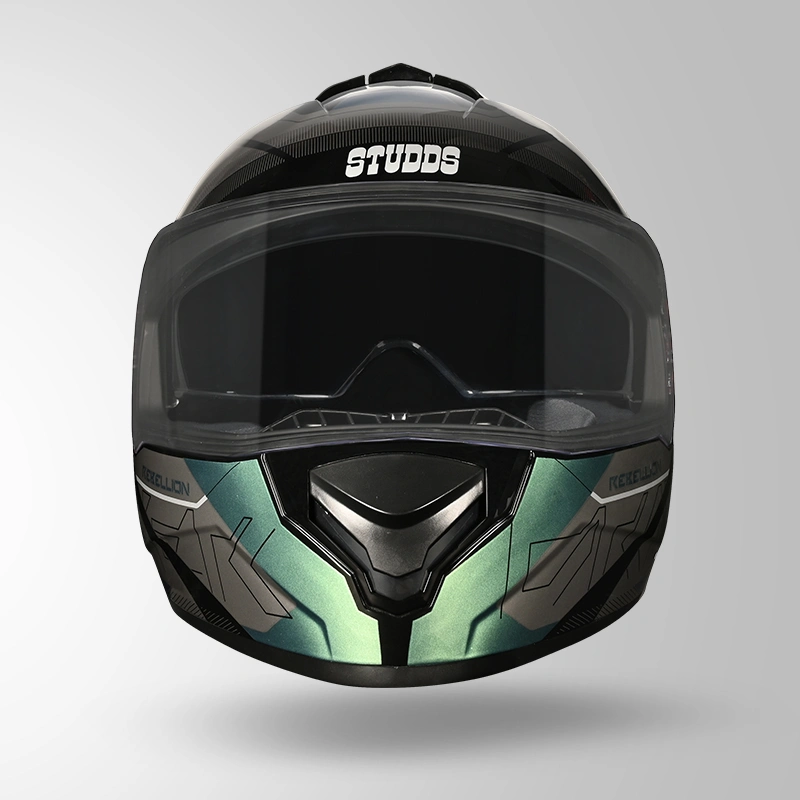 DRIFTER D6 REBELLION CHAMELEON DECOR BLACK & BLUE FRONT VIEW
