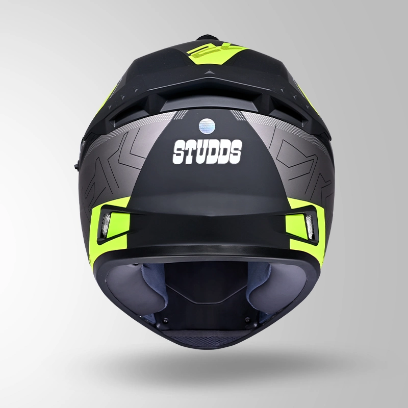 DRIFTER D6 REBELLION DECOR MATT BLACK / FLUORESCENT YELLOW & YELLOW BACK VIEW