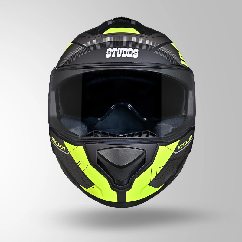 DRIFTER D6 REBELLION DECOR MATT BLACK / FLUORESCENT YELLOW & YELLOW FORNT VIEW