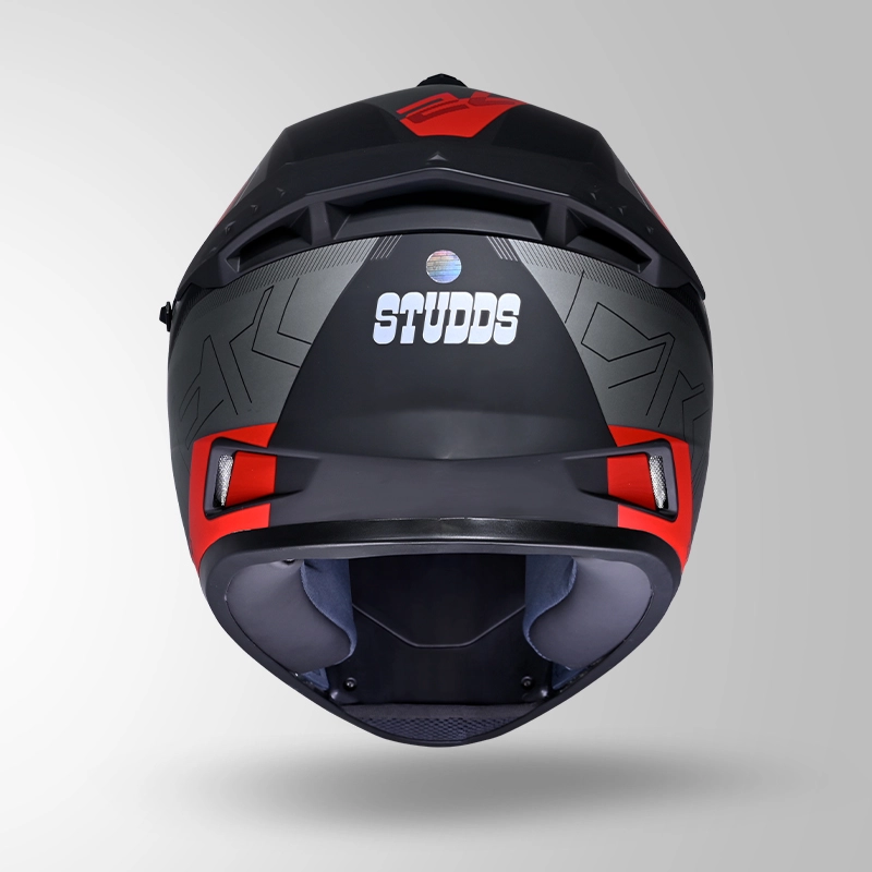 DRIFTER D6 REBELLION DECOR MATT BLACK / GREY & RED BACK VIEW