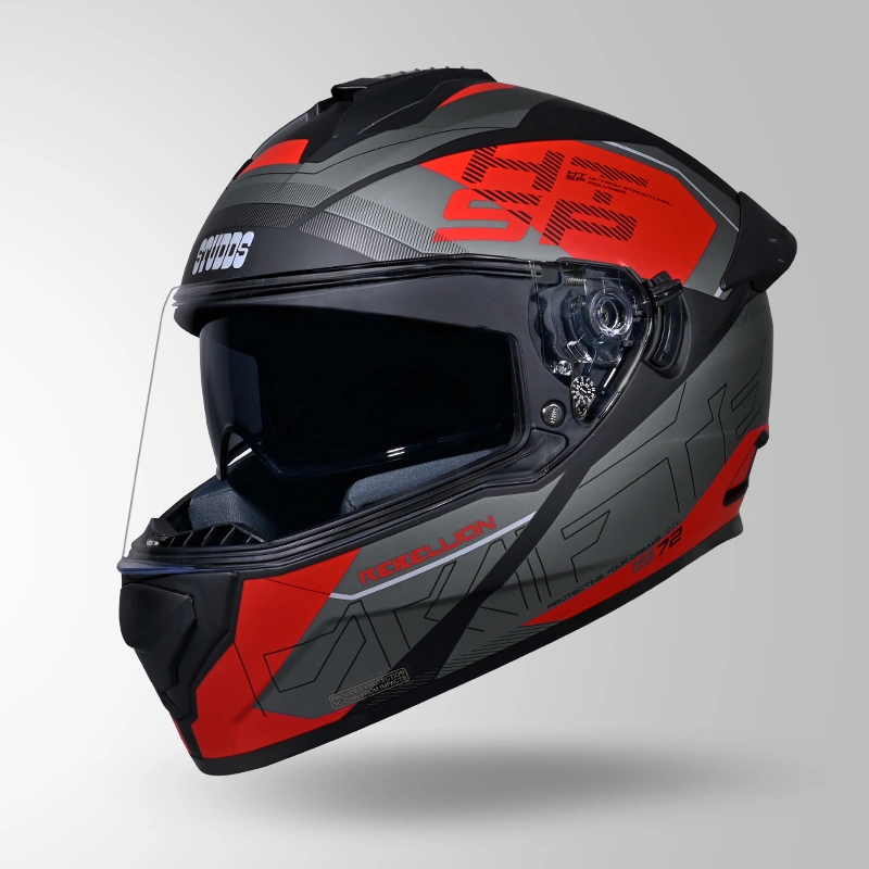 DRIFTER D6 REBELLION DECOR MATT BLACK / GREY & RED ISO VIEW